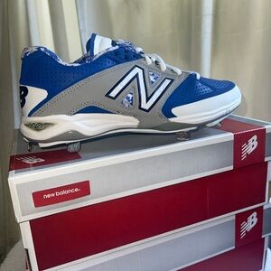 New Balance L4040GB2 Baseball Cleats Blue/White/Gray Mens SZ 7 D Width Brand New